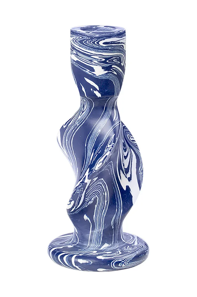 Подсвечник Broste Copenhagen Twist, пластик, 15 см, синий