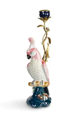 Подсвечник &K Amsterdam Cockatoo, латунь, 37 см, разноцветный
