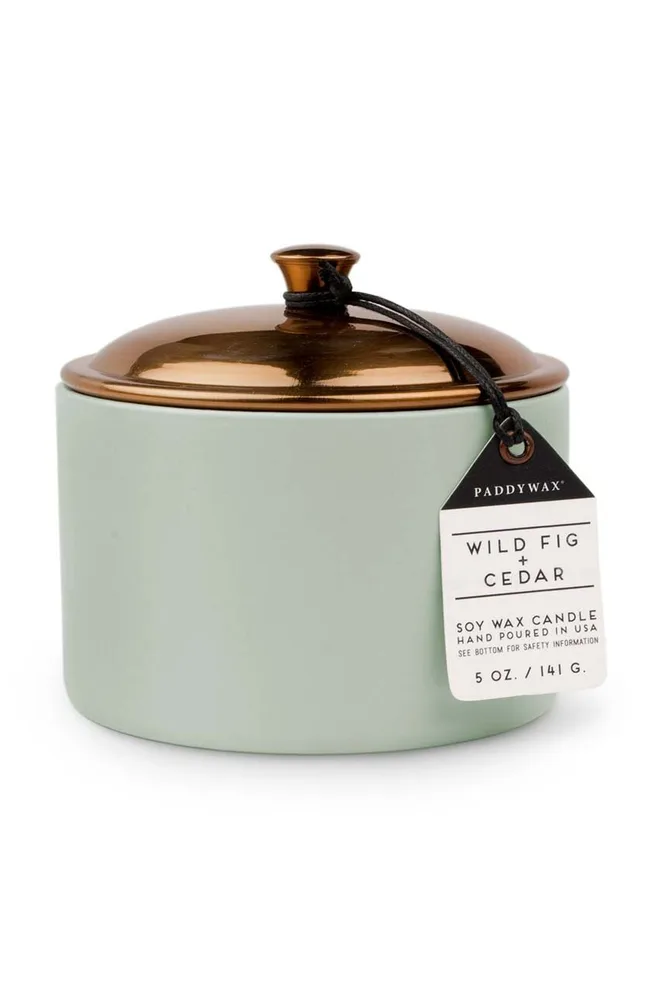 Ароматическая свеча Paddywax Wild Fig and Cedar, соевый воск, зелёный