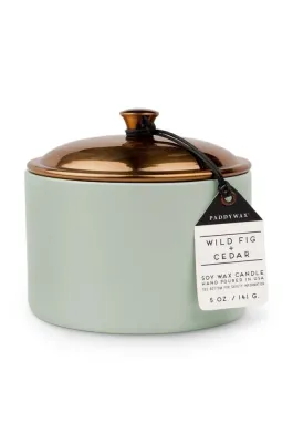 Ароматическая свеча Paddywax Wild Fig and Cedar, соевый воск, зелёный