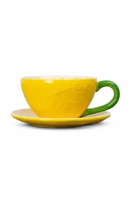 Чашка с блюдцем Byon Lemon, керамика, 250 мл, жёлтый