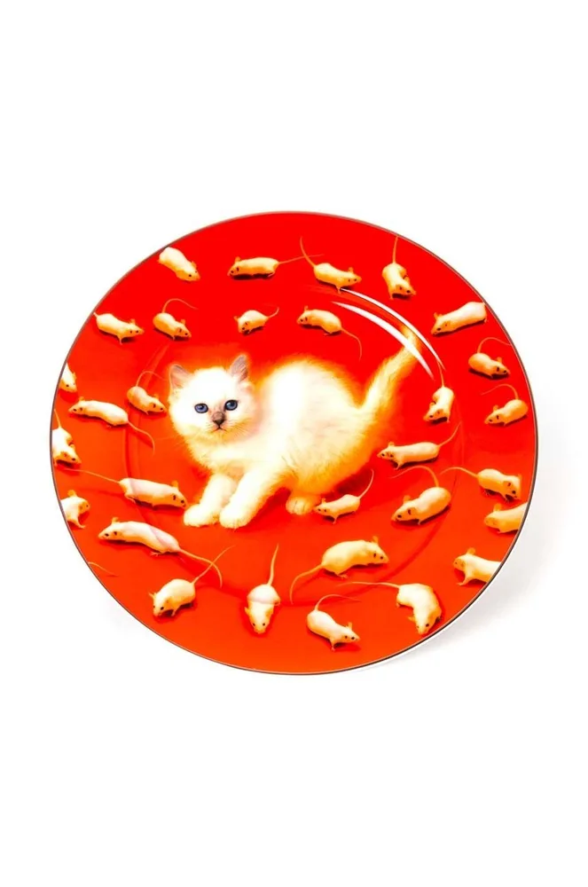 Тарелка обеденная Seletti Kitten, фарфор, 27 см, разноцветная
