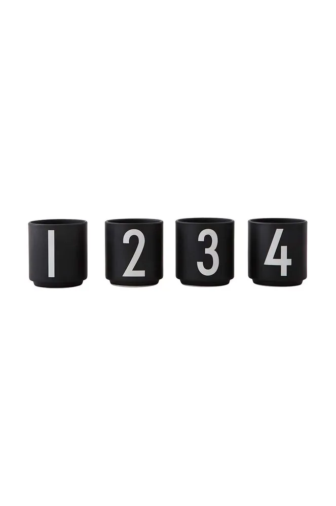 Набор чашек Design Letters Mini Cups, фарфор, 200 мл, чёрный