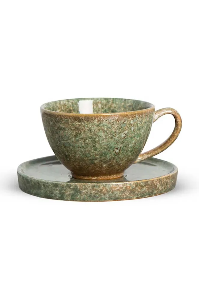 Чашка с блюдцем Byon Jade, фарфор, 250 мл, зелёный
