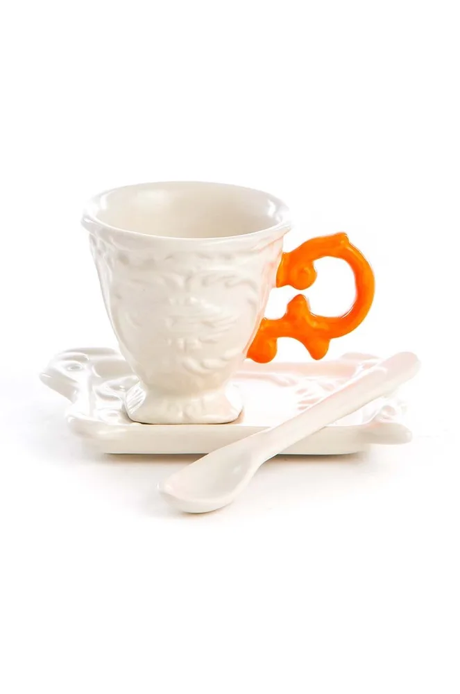 Чашка с блюдцем Seletti I-ware, фарфор, 85 мл, белый