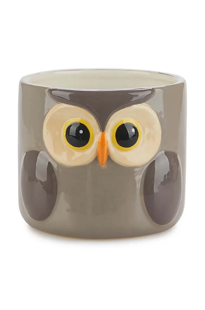 Кашпо Balvi Owl, керамика, 13,5 11,7 см, серый