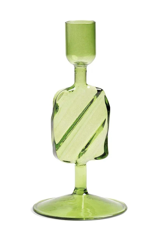 Подсвечник &K Amsterdam Puddle Green, стекло, 12,5 см, зелёный