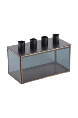 Подсвечник Present Time Boxed Rectangle, стекло, 13 см, чёрный