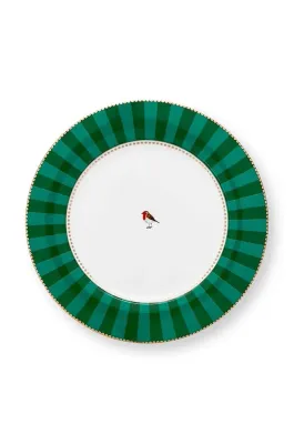 Набор обеденных тарелок Pip Studio Love Birds Stripes Eme, 6 шт, фарфор, 25,5 см, зелёная