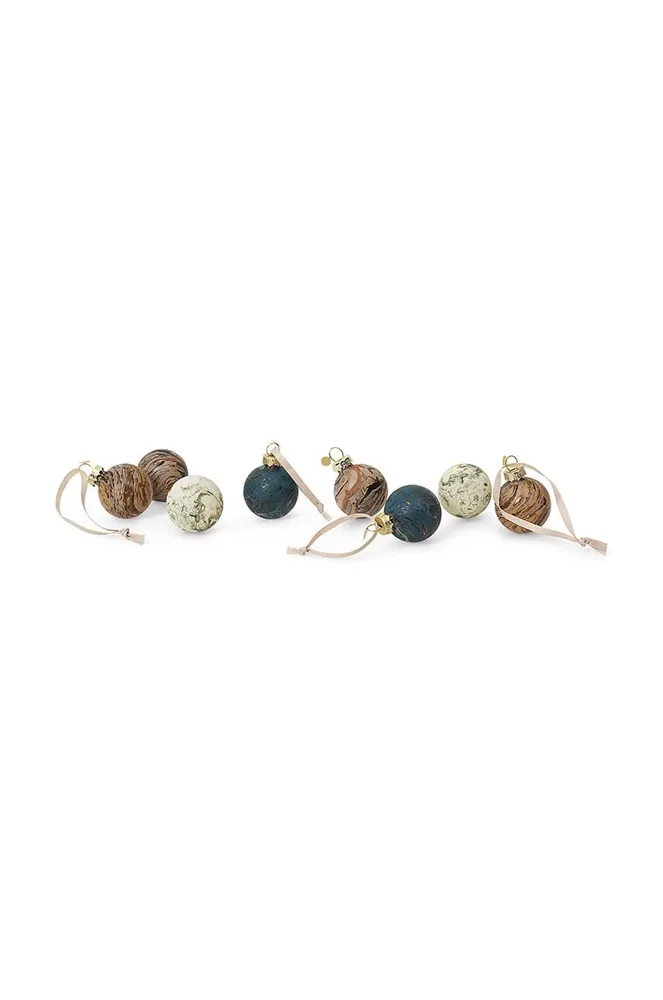Ёлочное украшение Ferm Living Marble Baubles S, стекло, 5 см, кремовый