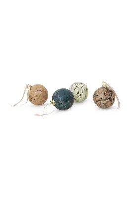 Ёлочное украшение Ferm Living Marble Baubles M, стекло, 9 см, кремовый