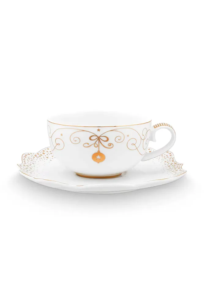 Чашка с блюдцем Pip Studio Royal Winter, фарфор, 225 мл, белый