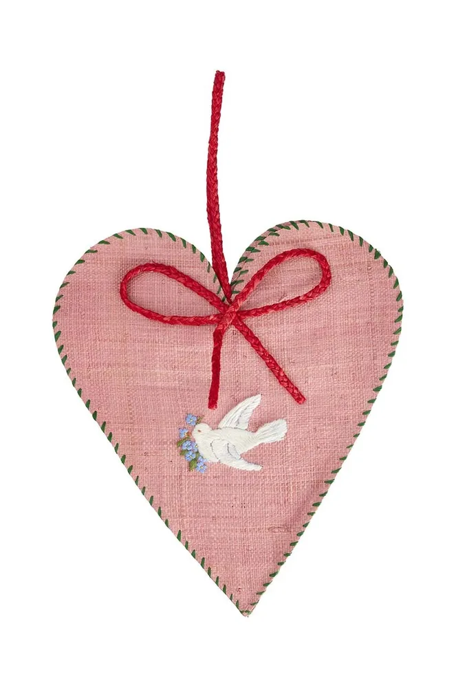 Новогоднее украшение Rice Large Heart Raffia Christmas, 30 см