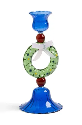 Подсвечник &K Amsterdam merry wreath, стекло, 17 см, разноцветный