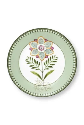 Тарелка десертная Pip Studio Plate Lily&Lotus Light, фарфор, 21,4 см, зелёная
