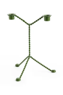 Подсвечник Hay Wire, сталь, 25 см, зелёный