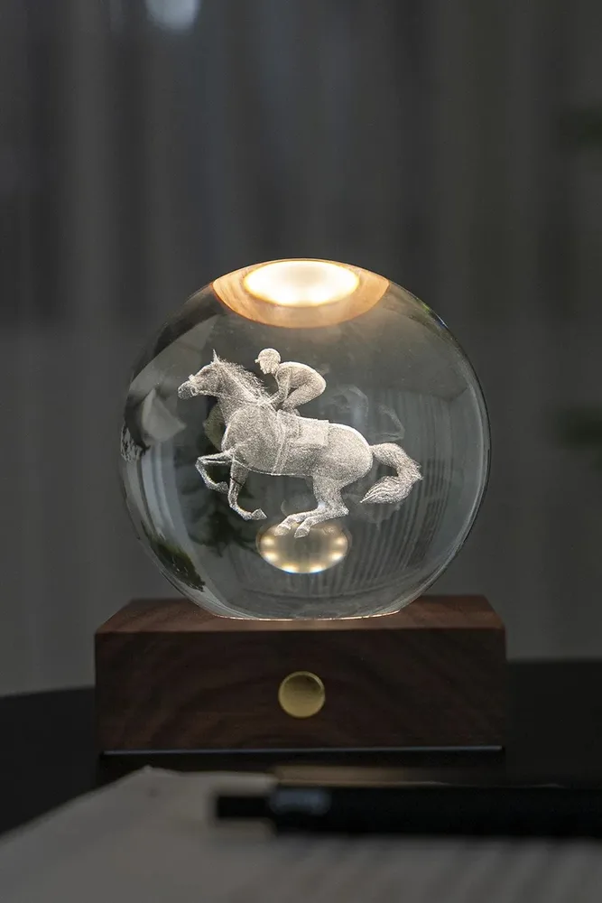 Настольная лампа Gingko Design bezprzewodowa Amber Crystal Light 9,5 x, стекло, LED, выс. 9,5 см, коричневый