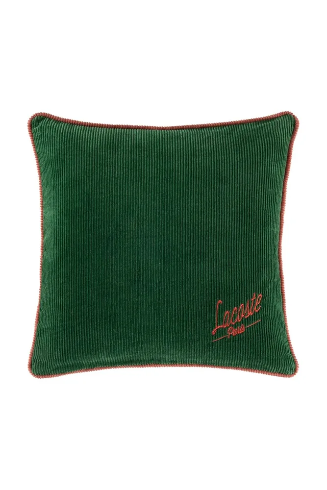 Декоративная наволочка Lacoste L VELVET Vert, хлопок, 45 45 см, зелёный