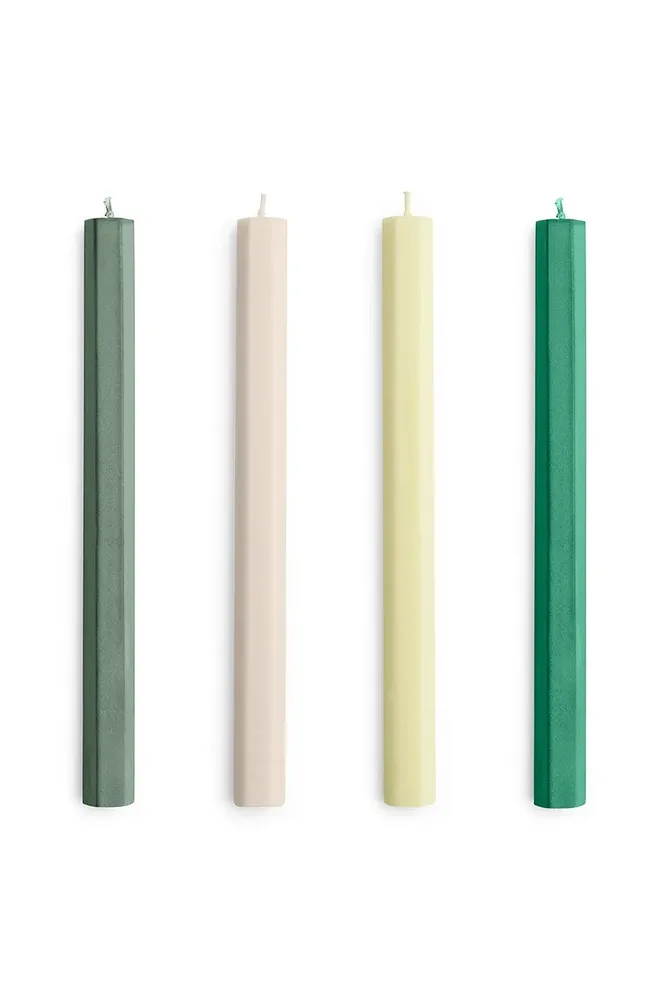 Декоративная свеча HAY zestaw wiec Hexagon Candle 2,2 x, соевый воск, зелёный