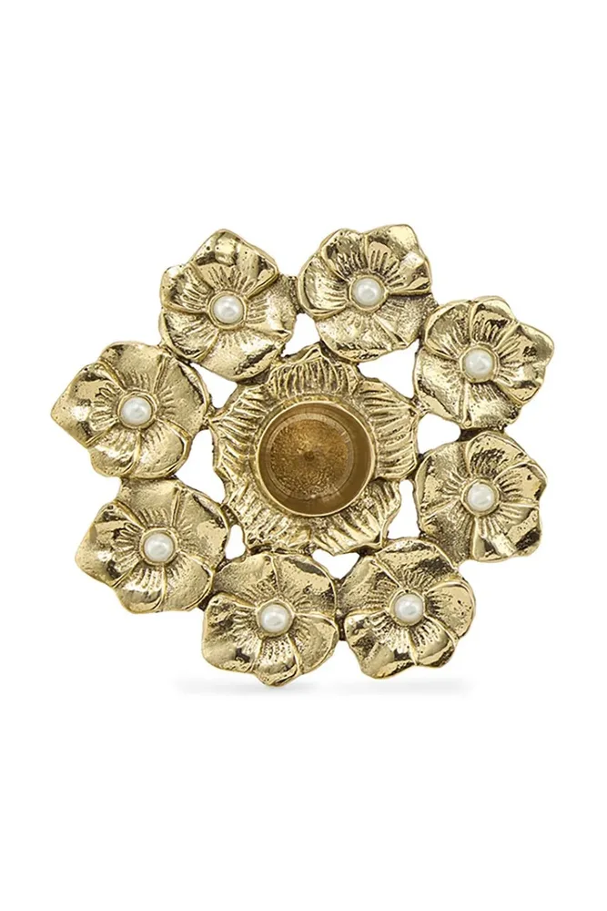 Подсвечник Doing Goods Zoey Flower, латунь, 11 см, жёлтый