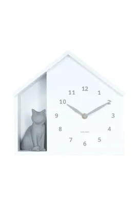 Настенные часы Karlsson z dzwiekiem Siting Cat, стекло, белый