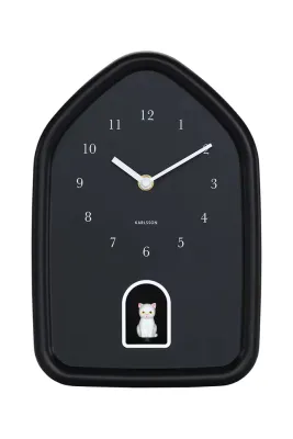 Настенные часы Karlsson z dzwiekiem Modern Kitty, стекло, чёрный