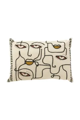 Декоративная подушка J-line bawelniana Faces, хлопок, 68 40 см, разноцветный