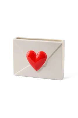 Ваза Fluid Market Heart, керамика, 22 см, белый