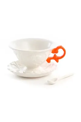 Чашка с блюдцем Seletti 09858.ARA, фарфор, 300 мл, белый